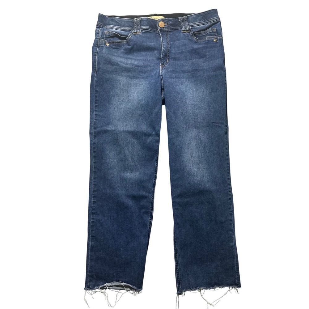 Democracy "Ab" Technology Womens Jeans Size 16 Dark Wash Cropped Frayed Hem